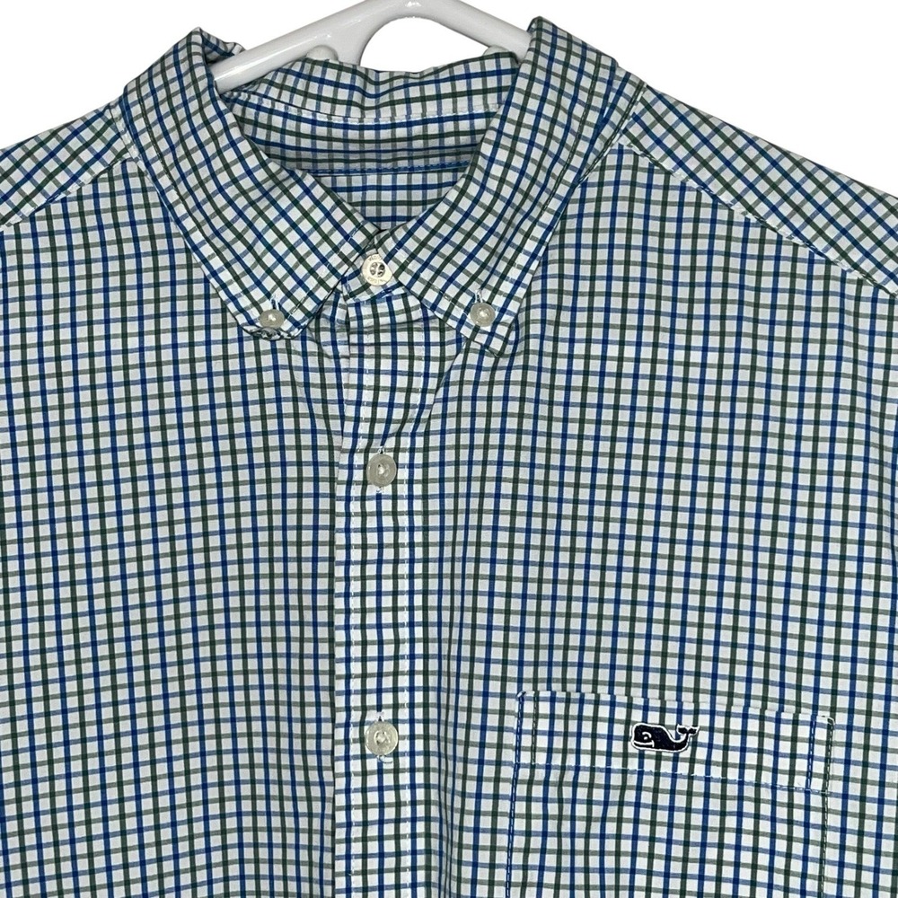 Vineyard Vines Men's‎ Large Classic Whale Button Down Shirt Blue Green Plaid